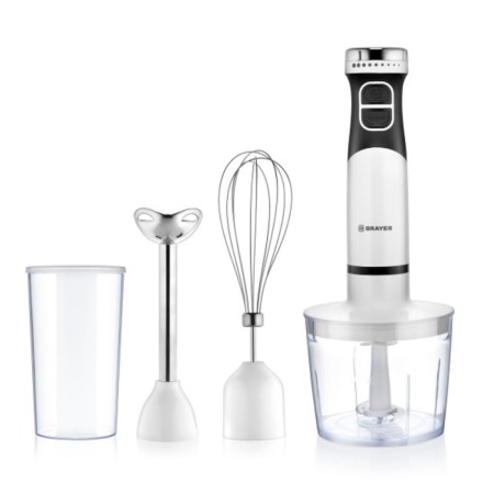 Submarine blender Brayer 1242br, 800 watts, stainless blades, 2 speeds, 2 nozzles, white