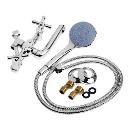 Bath mixer Zein Z3850, two -wound, shower set, watering can 5 modes, chrome-9
