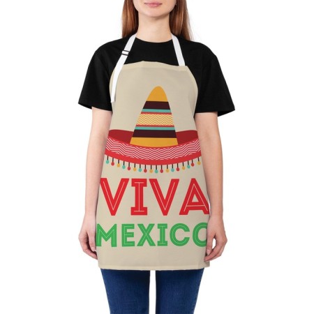 Apron kitchen with a photo print "Viva Mexico", adjustable, size OS