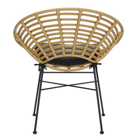 Vetle Round chair, 720 × 600 × 750 mm, artificial rattan, beige color / black-9