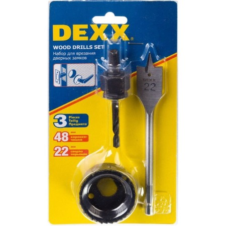 Set for inserting the locks DEXX 2949-48-H3, crown 48 mm, feather drill 22 mm-1