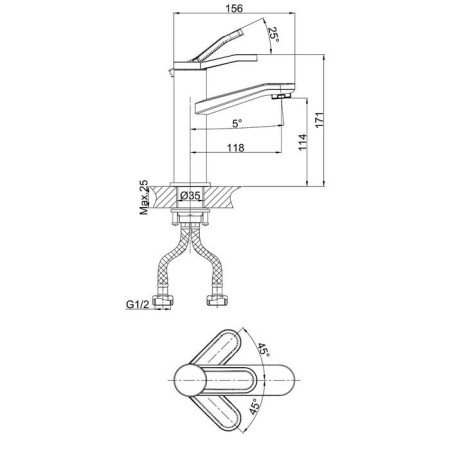 D&K Venice Rialto DA1062141 sink mixer, one -leaf, chrome-1