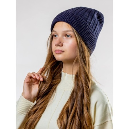 Women's cap, size 52-56, dark blue color-5