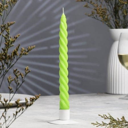 Candle twisted, 2.3x 24.5 cm, 5 hours, 50 g, green