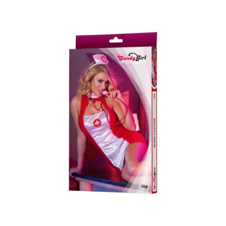 Candy Girl's nurse costume, red-white color, OS size-11