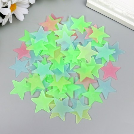 Stick phosphorus plastic "Star" set 50 pcs mix 17x12 cm