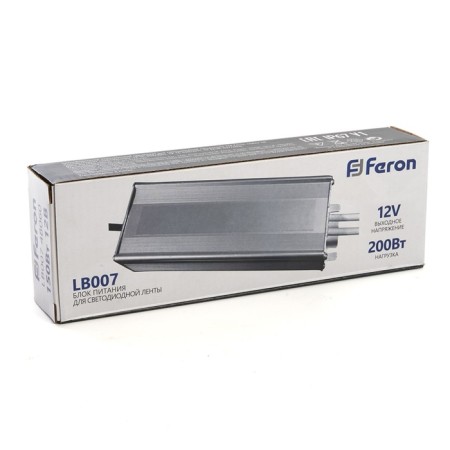 Electronic transformer for 12 W LED tape, Feron, LB007, 16.5A, 200 W-3