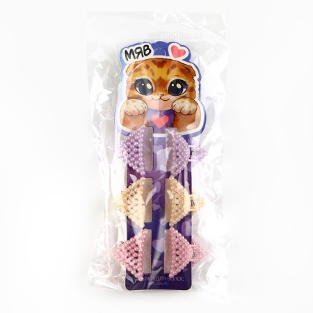 Hair crab hairpin "Myu" set, 6 pieces, 2 x 1.5 cm.-5
