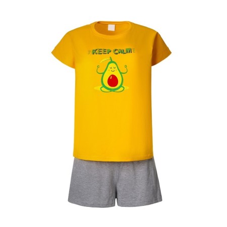 Home female "Avocado" (T -shirt/shorts), yellow/gray color, size 50-6