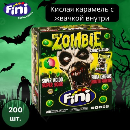 Caramel Lollice with a chewing gum zombie, sour filling paint tongue, 5 g