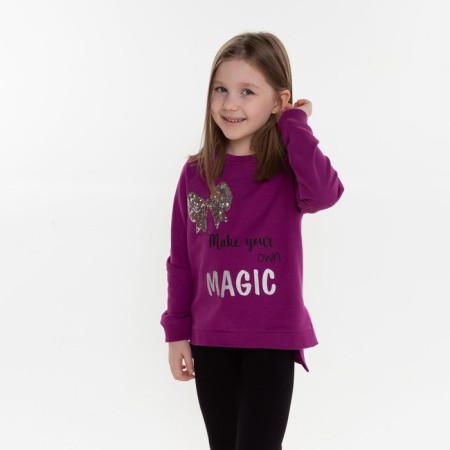 Sweatshirt for girls, plum color, height 98 cm-1