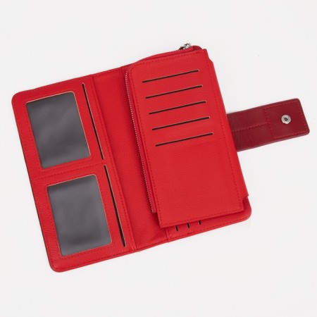Women's wallet on the button, red color-2