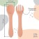 Set of children's cutlery, fork and spoon, pink color