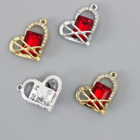Decor for creativity metal, rhinestones "Heart in binding" MIX 2.7x2.2 cm-2