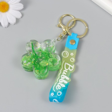 A keychain plastic with a carbine, a strap "Flower with shells" Water with a decor of 1.8x5.3x5.6 cm 104732-2