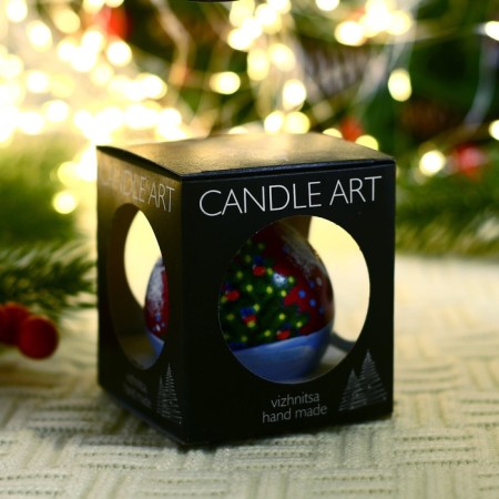 Christmas ball D-6 cm "Bunny in the forest" manual painting, burgundy-1