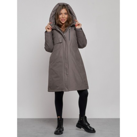 Coat insulated winter female, size 48, dark gray color-4
