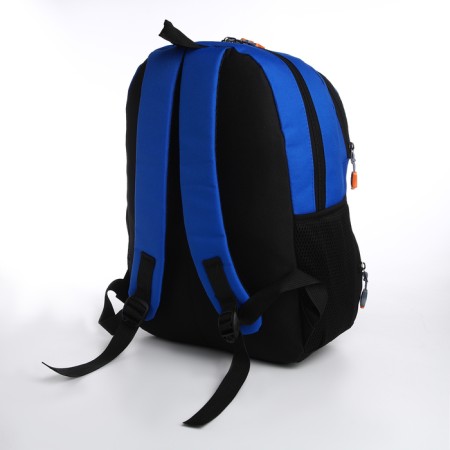 School backpack, 2 lightning departments, 3 pockets, black/blue color-3