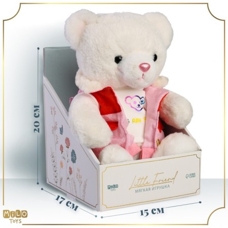 Soft toy "Little Friend", Bear in a pink jacket-1