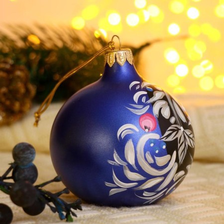 Christmas ball D-8 cm "Berry pattern" manual painting-4