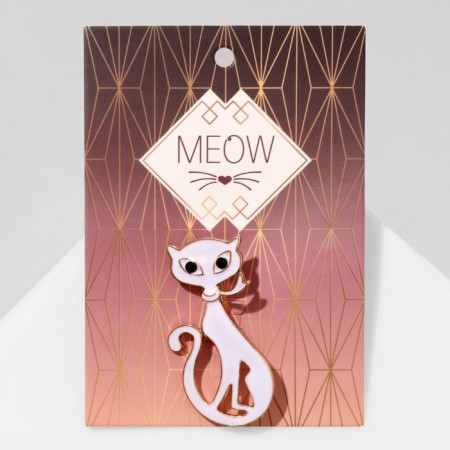 Brooch "Cat" Moore-Mur, white color in gold