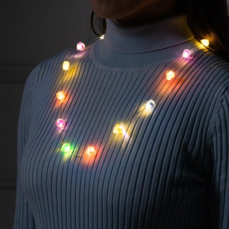 LED beads "Hearts", 80 cm, LED (1608) -16-4.6V, AG13X3 (in set), 3 dir, glow warm white