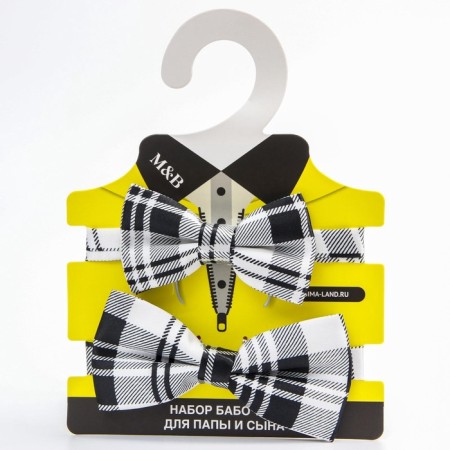 A tie - a butterfly for a boy and dad “Set for a photo shoot”, 2 pcs., Gray color, M&B-1