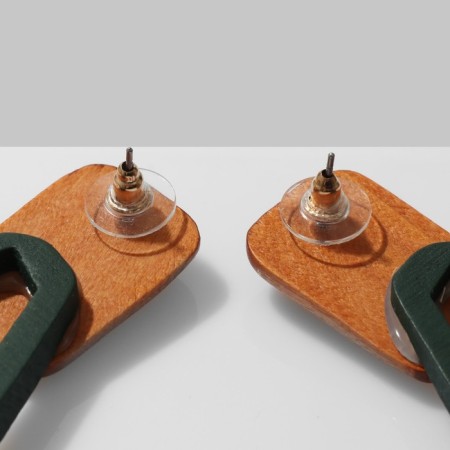 Vacanda earrings uneven oval, color green-brown-1