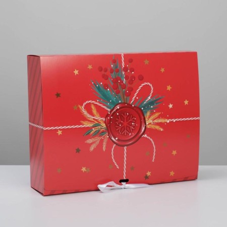 Box folding double -sided "New Year's Post", 31 x 24.5 x 9 cm, new year-4
