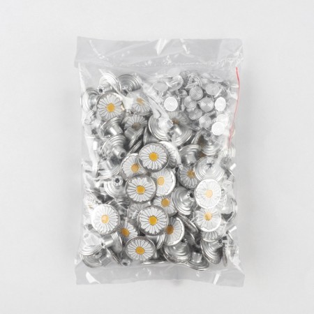 A set of denim buttons "Chamomile", 17 mm, 100 pcs, silver color-1