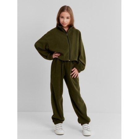 Брюки для девочки MINAKU: Fleece Soft, цвет хаки, рост 164 см-1