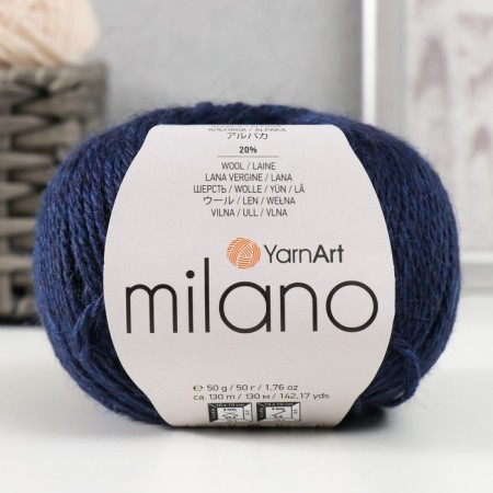 Yarn "Milano" 8%alpaca, 20%wool, 8%viscose, 64%acrylic 130m/50g (877 blue)-4