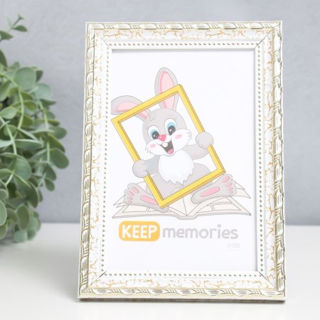 Photo frame Plastic "reed" 10x15 cm, white krakelyur