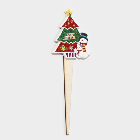 Topper decorative "Christmas tree and snowmen" 8.8x25 cm-2