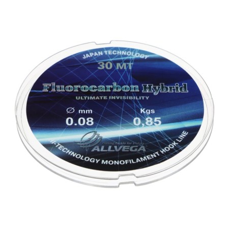 Monophile Flap ALLVEGA FLUOROCARBON HYBRID, diameter 0.08 mm, test 0.85 kg, 30 m, fluorocarbon 65%