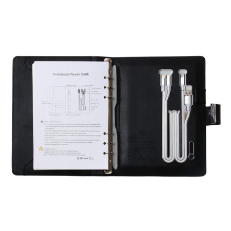Organizer on the rings, PVC, A5.140 liters, a cage, with a pen, doned a box, finger scanner, charging, black-10