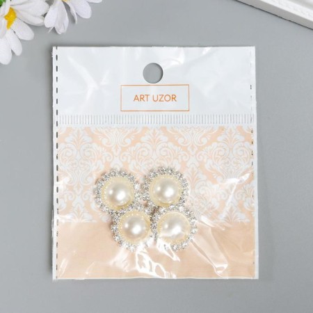 Decor for creativity Metal "Pearl in lace" set of 4 pcs 1.8x1.8x0.5 cm-3