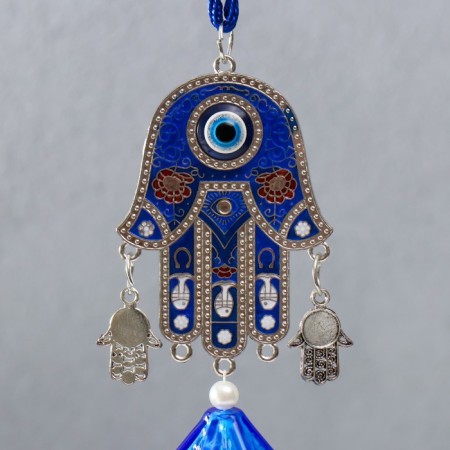 Wind Music Metal "Fatima Hand" from the evil eye 3 bells 52x6 cm-1