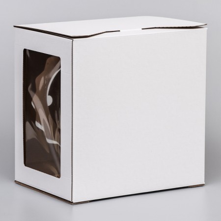Box for cake 3 windows, with handles, white, 28 x 28 x 20 cm-2