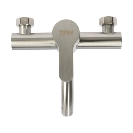 Bath mixer Zein Z3489, curved spout, shower set, stainless steel, satin-5