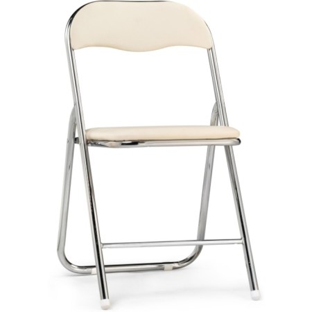 Fold 1 Metal Carcass chair, metal/eco -leather, chrome/beige 43x40x77 cm-1