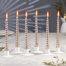 A set of candles of twisted, 1.9x 20 cm, 6 pieces, champagne