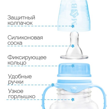 A bottle of feeding "beloved son", a classic throat, fitted, with handles, 150 ml., From 0 months., Blue color-3