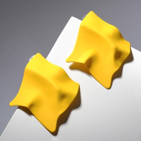 Earrings Metal "brightness" rhombus, yellow color-1