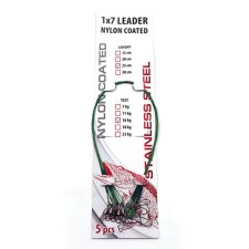 The leash of the steel Namazu Leader 1x7 Nylon Coated Green, D-0.24 mm, L-25 cm, T-7 kg, 3 pcs.   108186