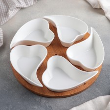 A set of ceramic saucers on a wooden stand “Estet. Hearts 