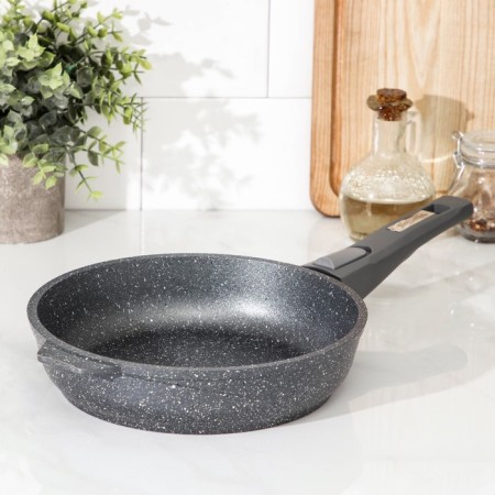 Granite pan, d = 22 cm, removable handle, anti -stick coating, gray color