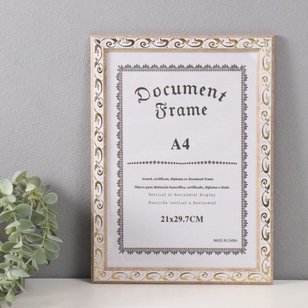 Photo frame Plastic A4 Format "Golden Bindment on White" 1.1x23.8x32.5 cm