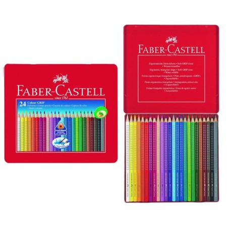 Pencils 24 colors Faber-Castell Grip 2001 three-sided, in a metal box