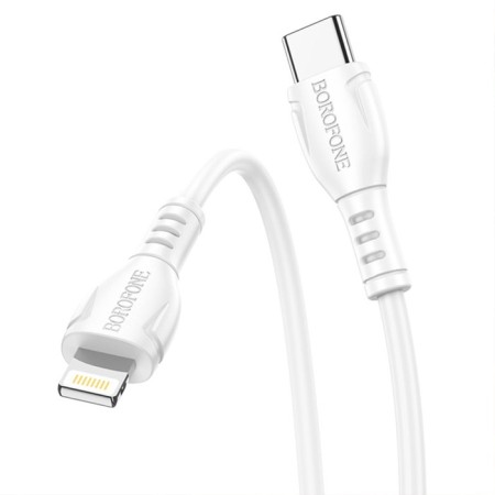 Cable Borofone BX51, Type -C - Lightning, 2.4 A, 1 m, PVC braid, white-2
